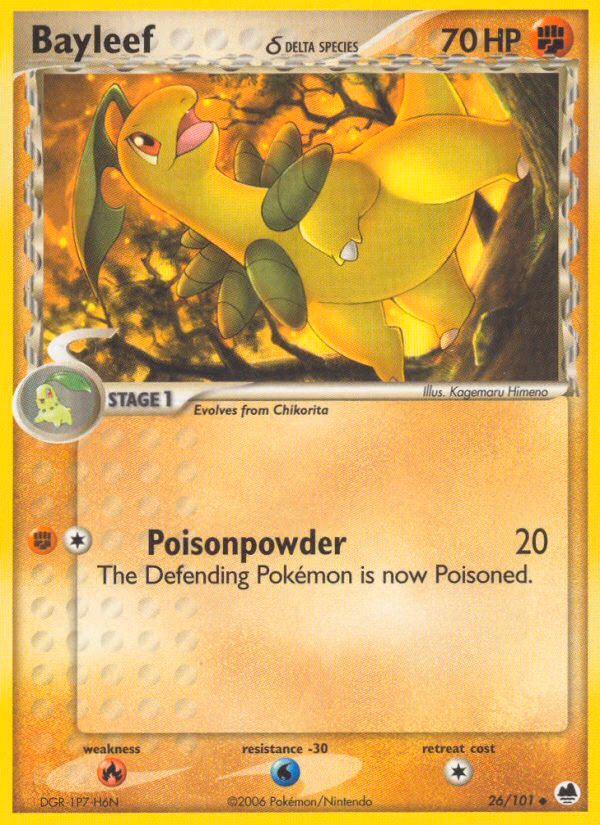 Bayleef δ Pokemon card (26/101, Dragon Frontiers)