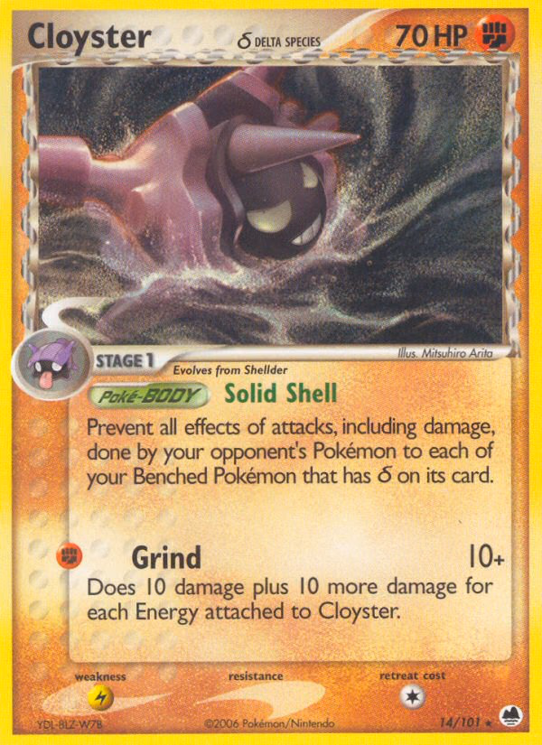 Cloyster δ Pokemon card (14/101, Dragon Frontiers)