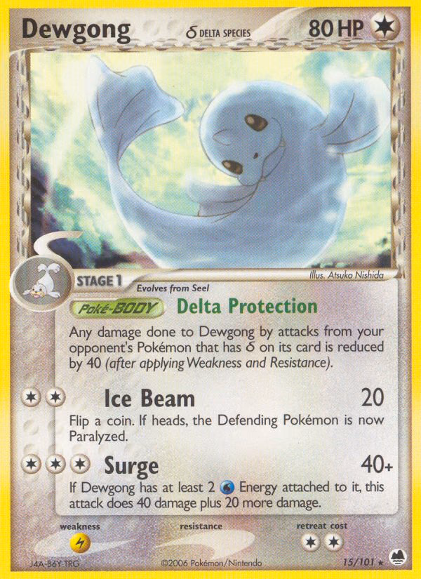Dewgong δ Pokemon card (15/101, Dragon Frontiers)