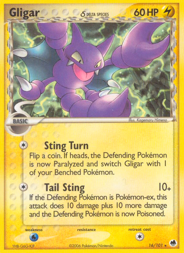 Gligar δ Pokemon card (16/101, Dragon Frontiers)