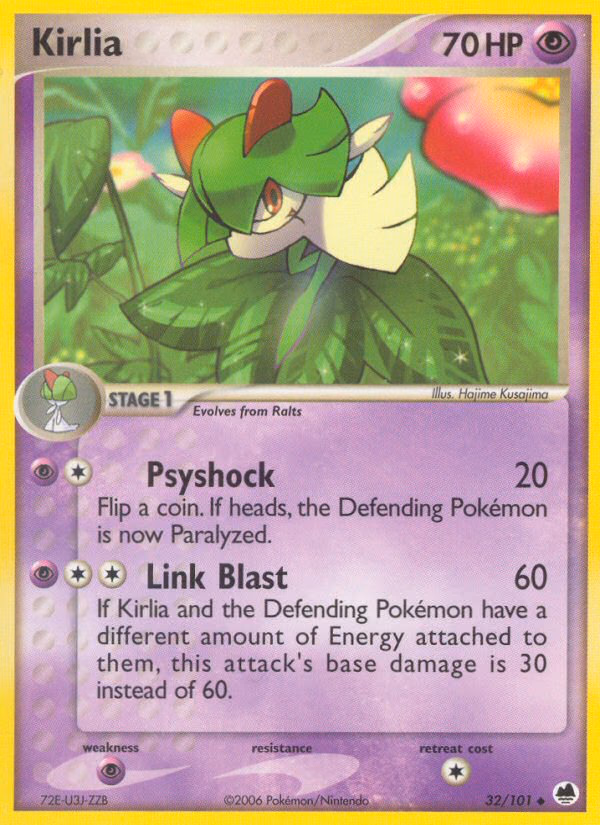 Kirlia Pokemon card (32/101, Dragon Frontiers)