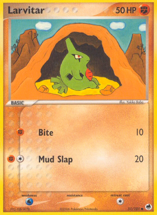 Larvitar Pokemon card (51/101, Dragon Frontiers)