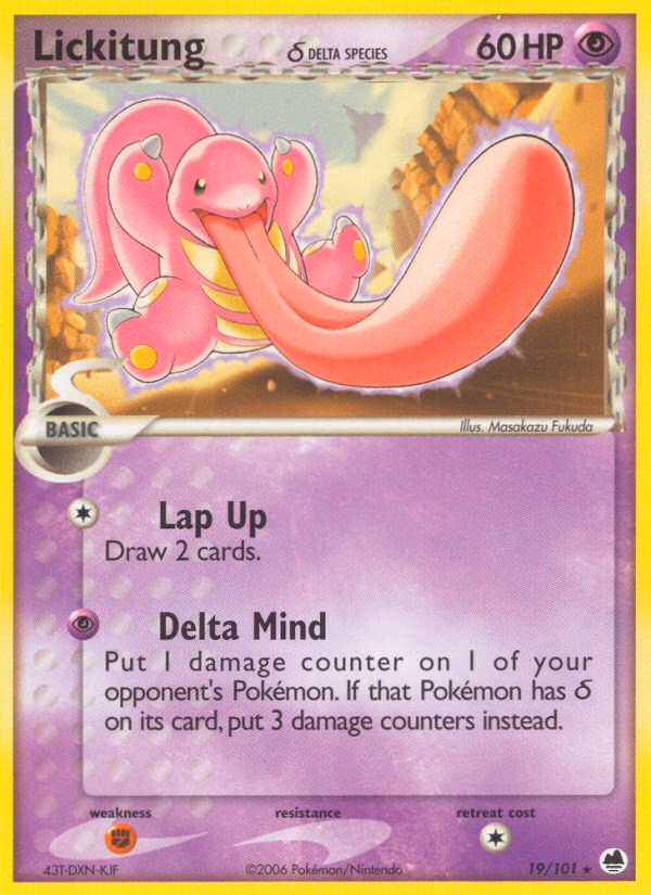 Lickitung δ Pokemon card (19/101, Dragon Frontiers)
