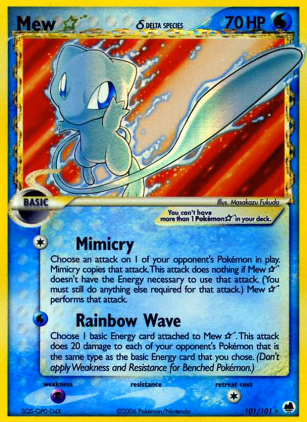 Mew ★ δ Pokemon card (101/101, Dragon Frontiers)