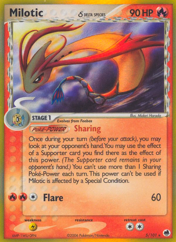Milotic δ Pokemon card (5/101, Dragon Frontiers)