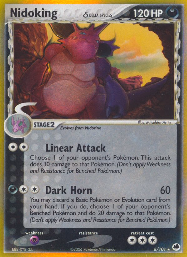 Nidoking δ Pokemon card (6/101, Dragon Frontiers)