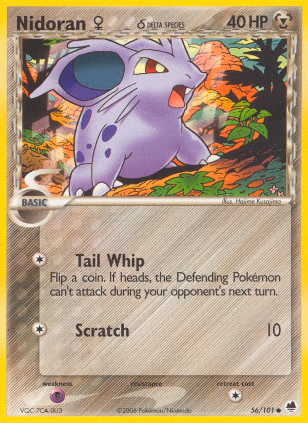 Nidoran ♀ δ Pokemon card (56/101, Dragon Frontiers)
