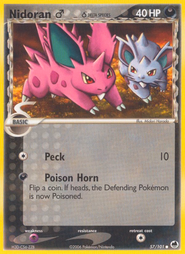 Nidoran ♂ δ Pokemon card (57/101, Dragon Frontiers)