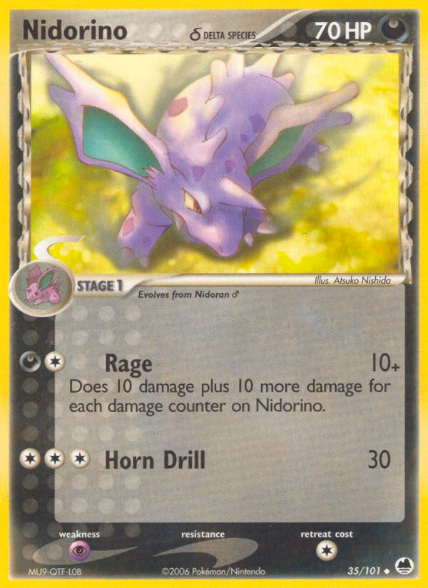 Nidorino δ Pokemon card (35/101, Dragon Frontiers)