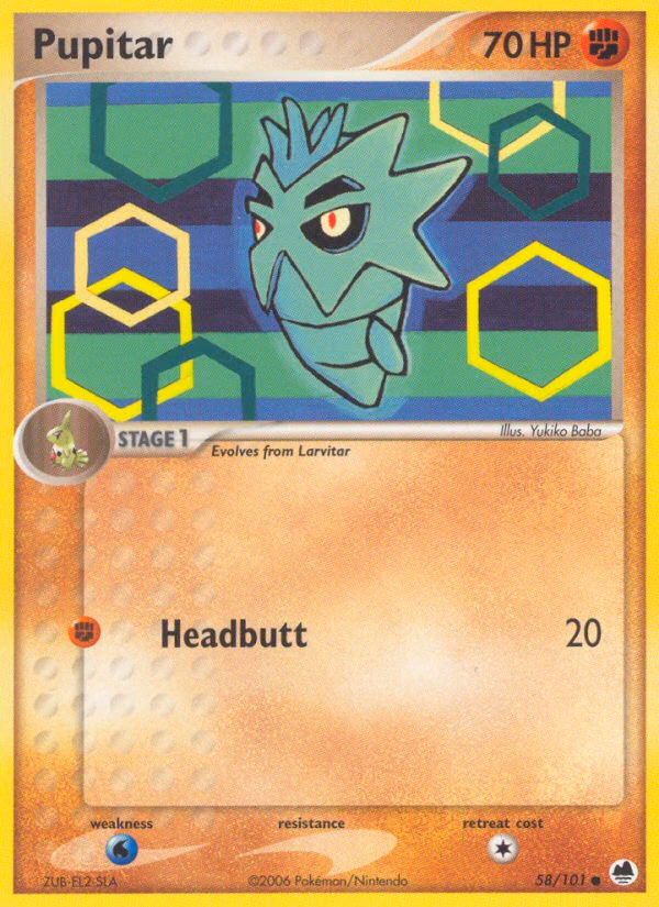 Pupitar Pokemon card (58/101, Dragon Frontiers)