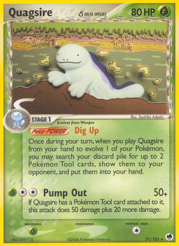 Quagsire δ Pokemon card (21/101, Dragon Frontiers)