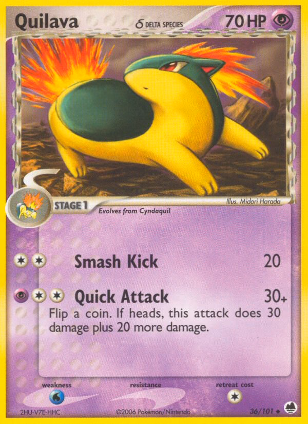 Quilava δ Pokemon card (36/101, Dragon Frontiers)