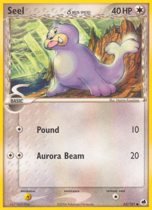Seel δ Pokemon card (62/101, Dragon Frontiers)