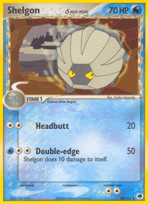 Shelgon δ Pokemon card (38/101, Dragon Frontiers)