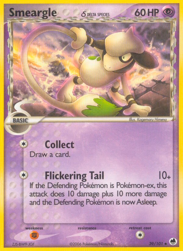 Smeargle δ Pokemon card (39/101, Dragon Frontiers)