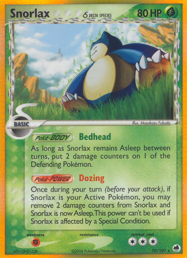 Snorlax δ Pokemon card (10/101, Dragon Frontiers)