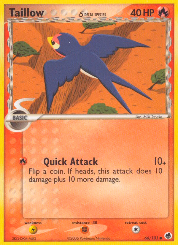 Taillow δ Pokemon card (66/101, Dragon Frontiers)