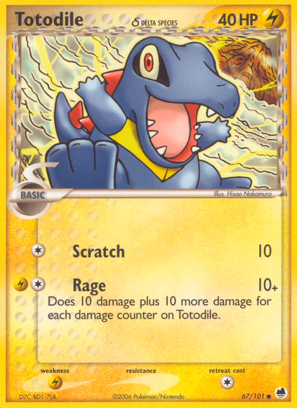Totodile δ Pokemon card (67/101, Dragon Frontiers)