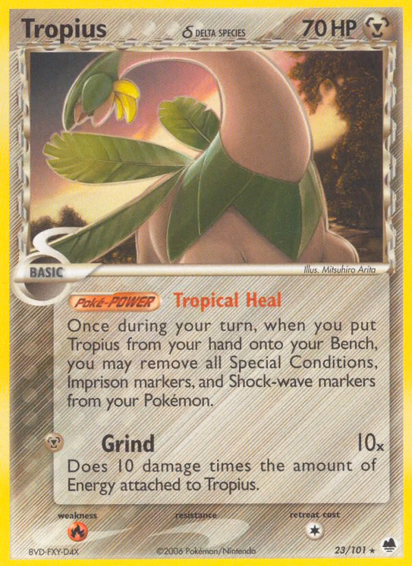 Tropius δ Pokemon card (23/101, Dragon Frontiers)