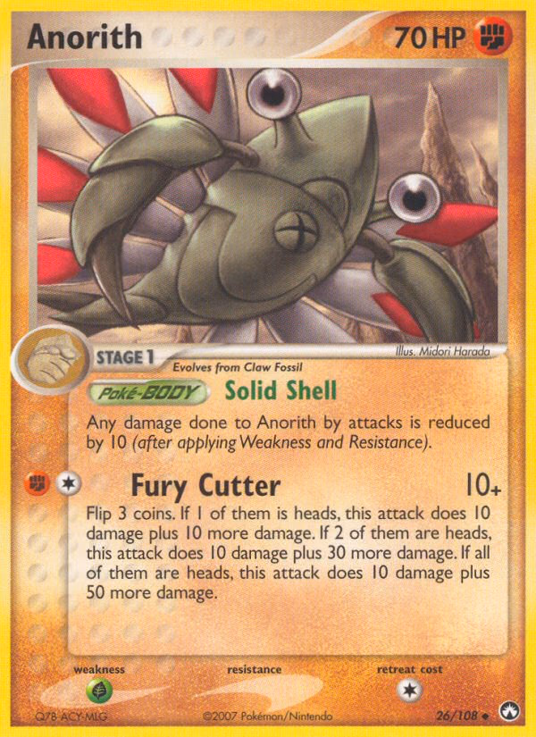 Anorith Pokemon card (26/108, Power Keepers)
