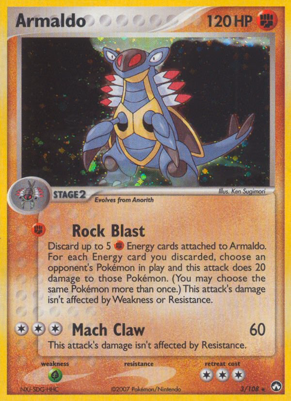 Armaldo Pokemon card (3/108, Power Keepers)