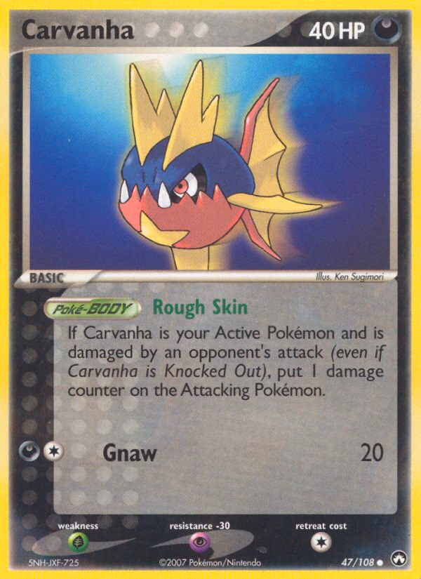 Carvanha Pokemon card (47/108, Power Keepers)