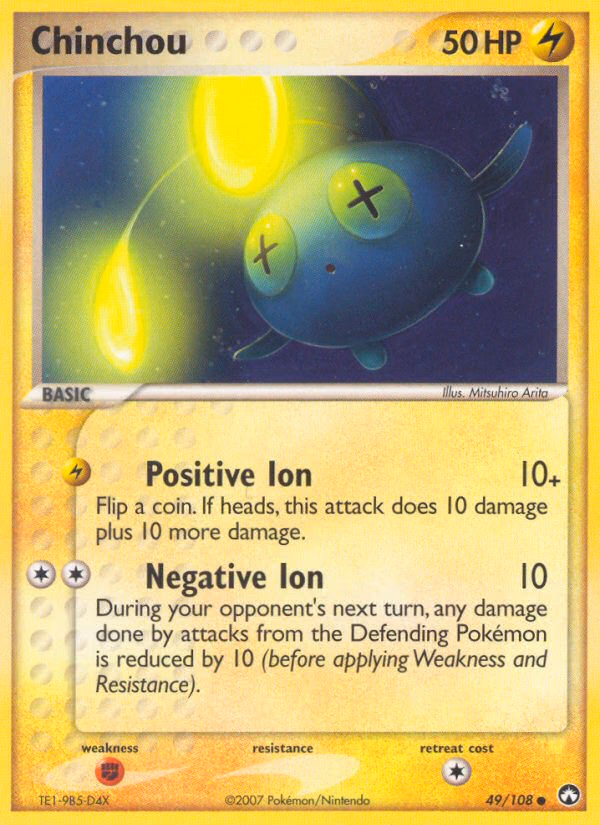 Chinchou Pokemon card (49/108, Power Keepers)