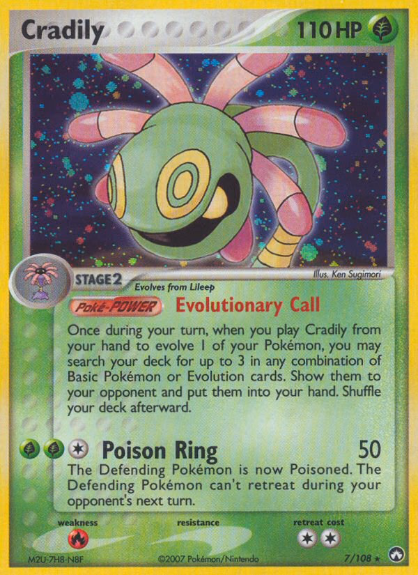 Cradily Pokemon card (7/108, Power Keepers)