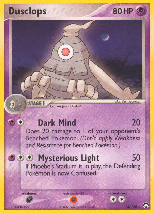 Dusclops Pokemon card (14/108, Power Keepers)