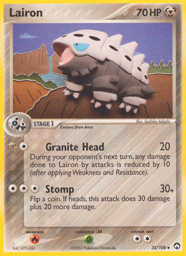 Lairon Pokemon card (32/108, Power Keepers)