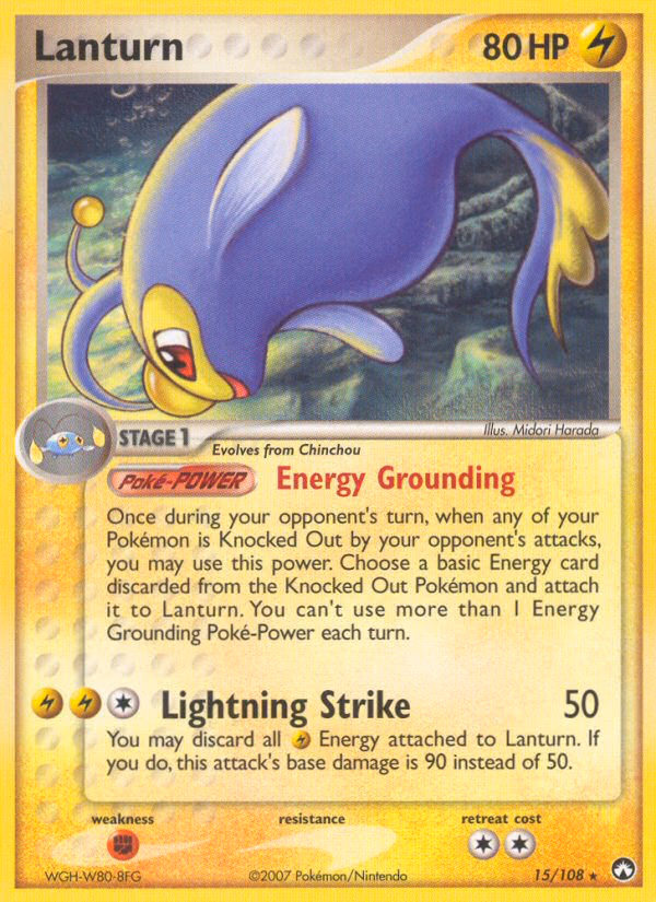 Lanturn Pokemon card (15/108, Power Keepers)