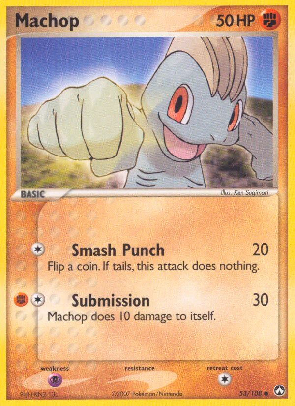 Machop Pokemon card (53/108, Power Keepers)