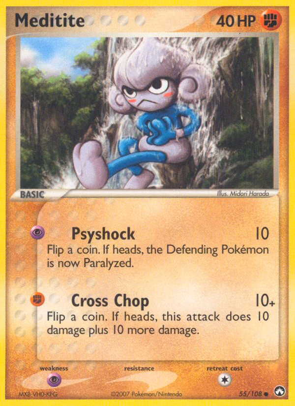 Meditite Pokemon card (55/108, Power Keepers)