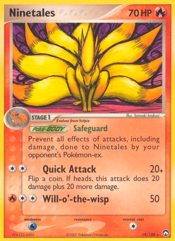 Ninetales Pokemon card (19/108, Power Keepers)