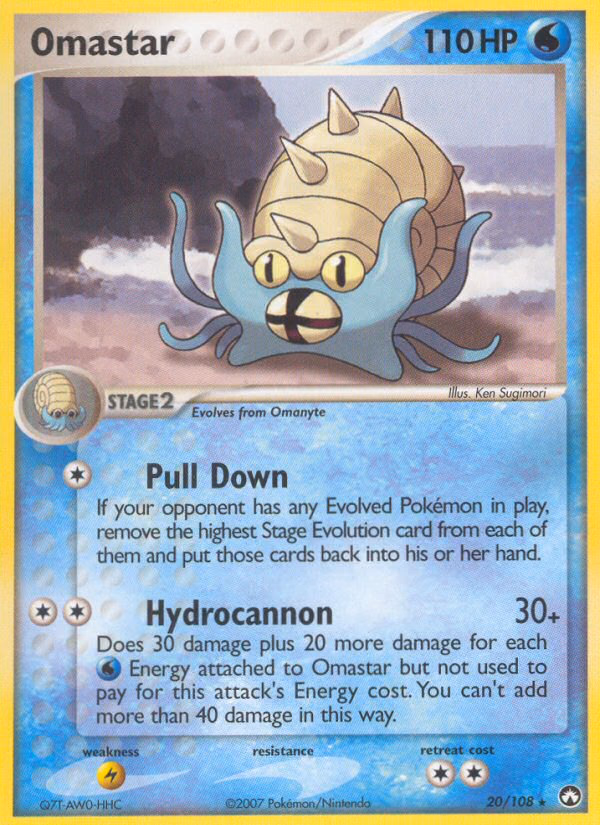 Omastar Pokemon card (20/108, Power Keepers)