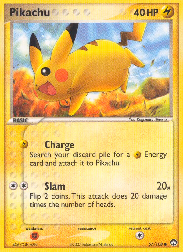 Pikachu Pokemon card (57/108, Power Keepers)