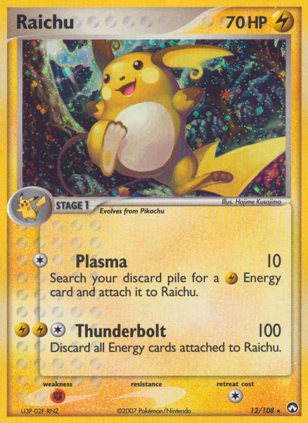 Raichu Pokemon card (12/108, Power Keepers)