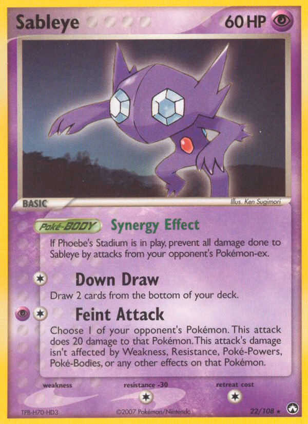Sableye Pokemon card (22/108, Power Keepers)