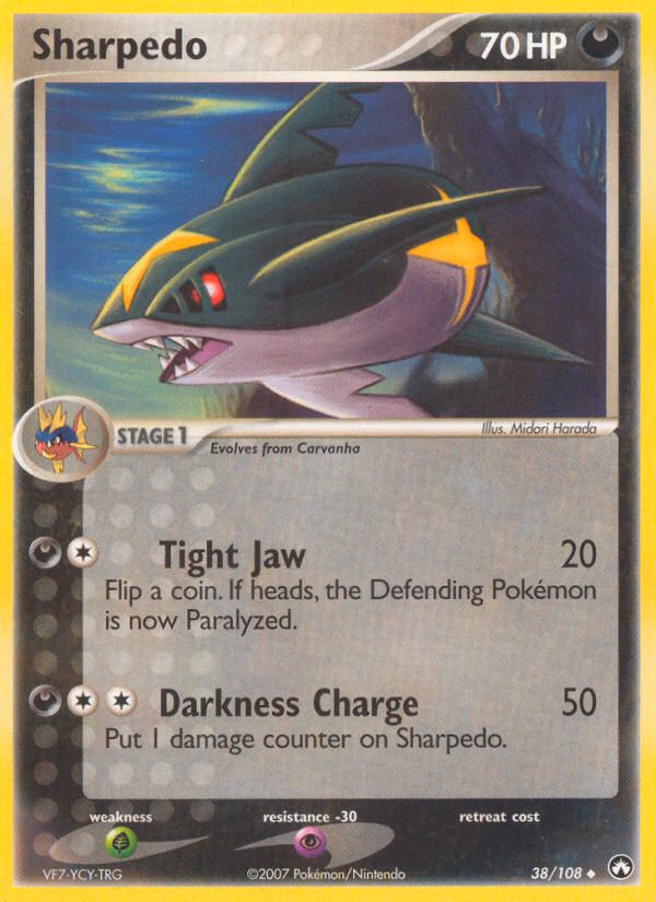 Sharpedo Pokemon card (38/108, Power Keepers)