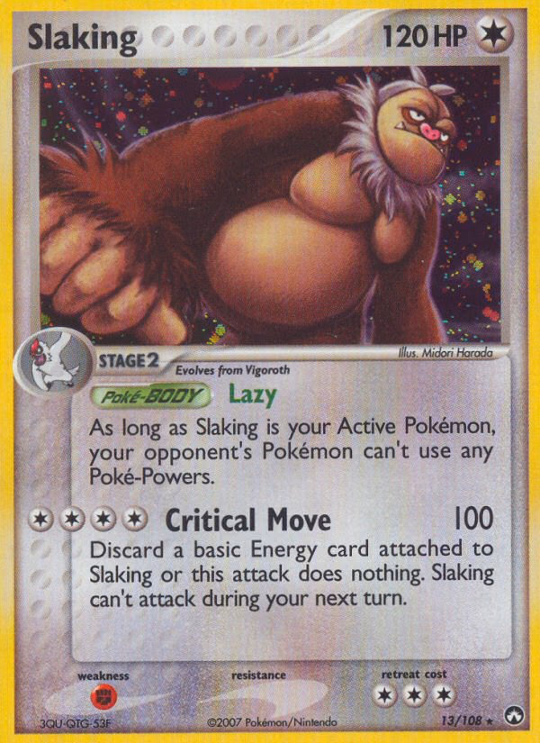 Slaking Pokemon card (13/108, Power Keepers)