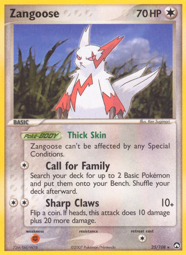 Zangoose Pokemon card (25/108, Power Keepers)