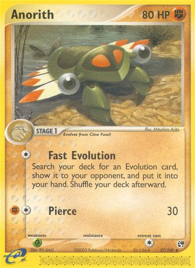 Anorith Pokemon card (27/100, Sandstorm)