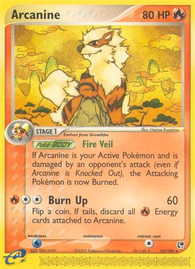 Arcanine Pokemon card (15/100, Sandstorm)