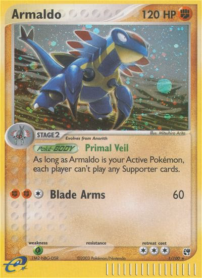 Armaldo Pokemon card (1/100, Sandstorm)
