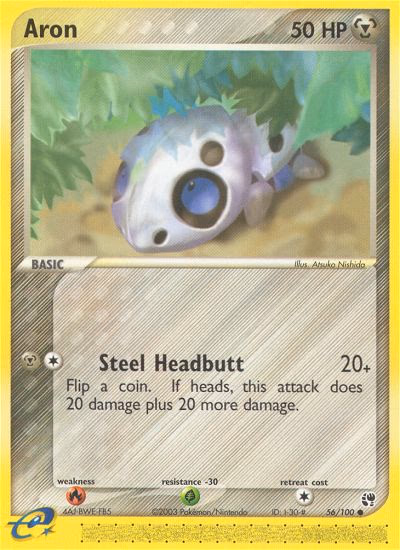 Aron Pokemon card (56/100, Sandstorm)