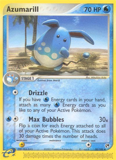 Azumarill Pokemon card (30/100, Sandstorm)