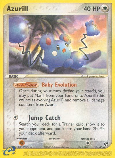 Azurill Pokemon card (31/100, Sandstorm)