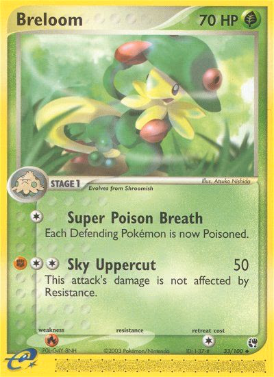 Breloom Pokemon card (33/100, Sandstorm)