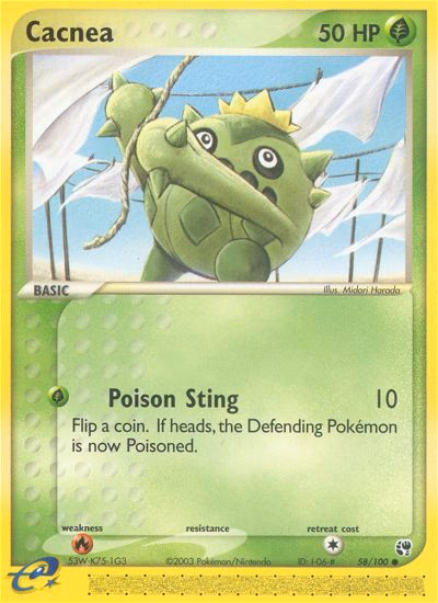 Cacnea Pokemon card (58/100, Sandstorm)
