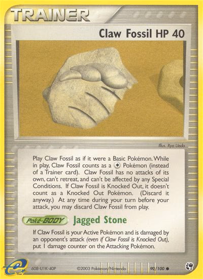 Claw Fossil Pokemon card (90/100, Sandstorm)